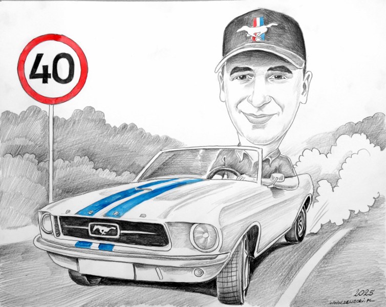 prezent na 40 urodziny w mustangu